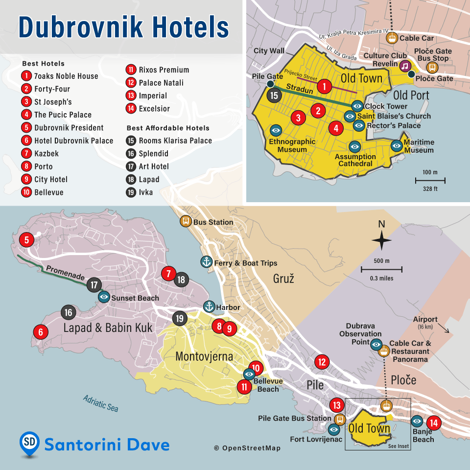 Dubrovnik Hotels map