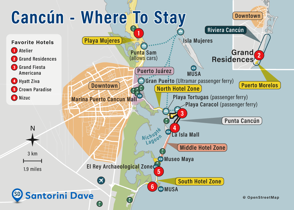 Cancun Where to stay map