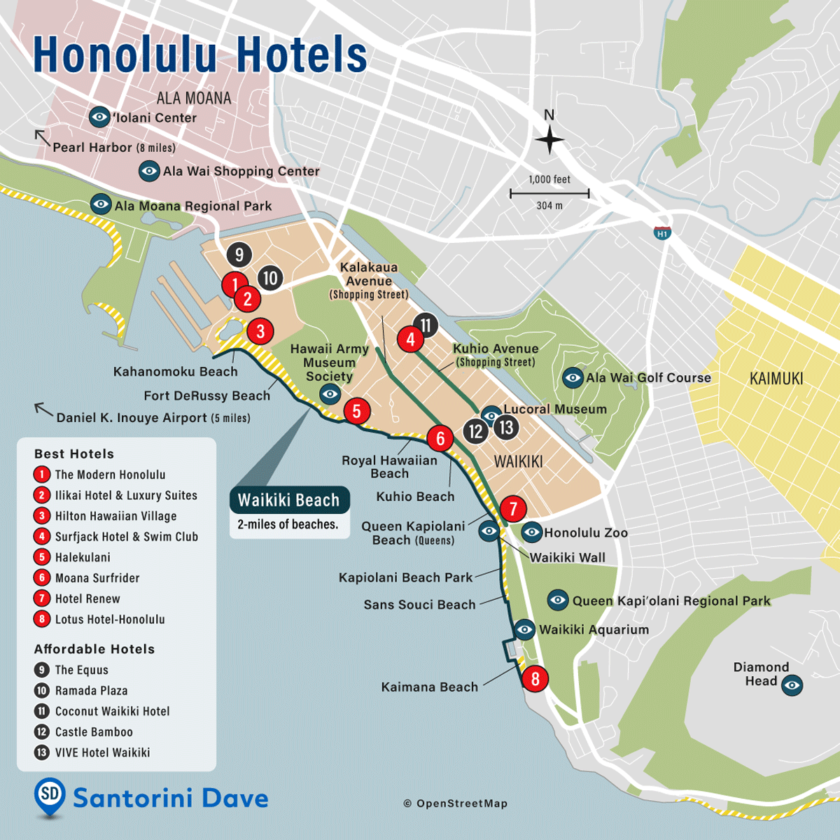 A map of Honolulu.