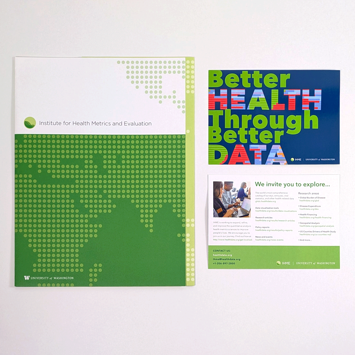 A folder and a postcard.