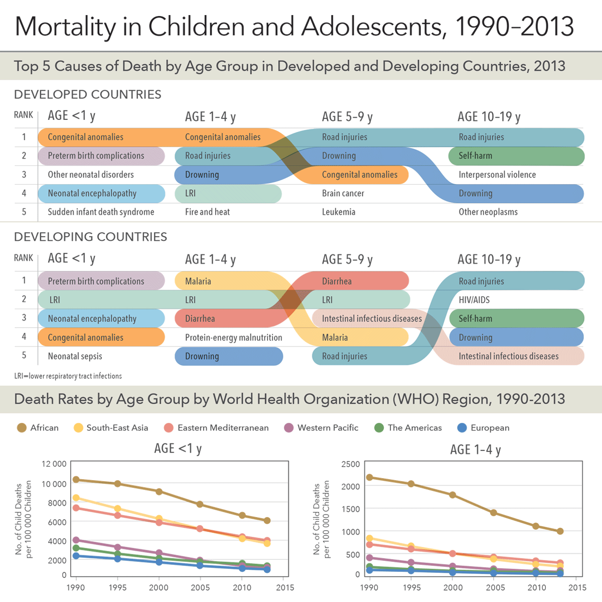 A chart showing what children died from.