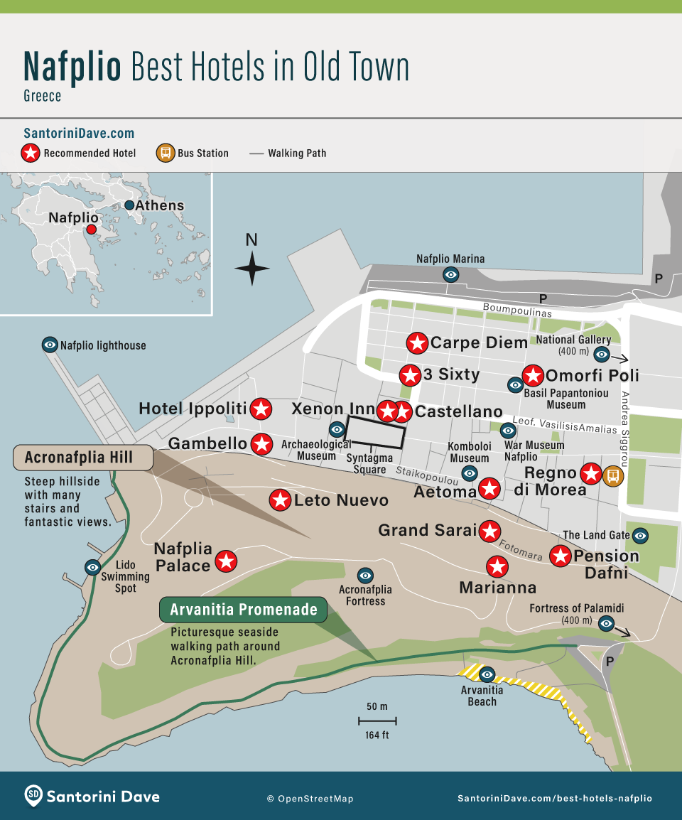 Nafplio Best Hotels map