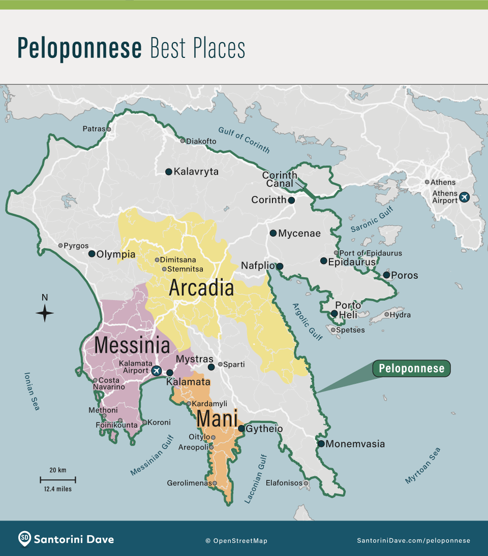 Peloponnese map
